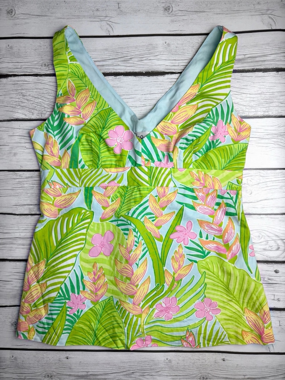 Lilly Pulitzer Women's 6 Sami Top Botanical Garden Vintage White Label Tank